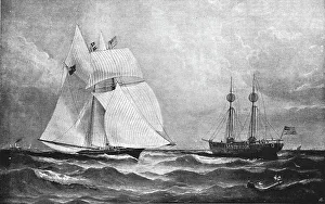 Yacht Club Prints: The Race for the America's Cup - The Cambria Rounding Sandy Hook