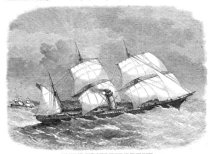 Edwin Weedon Prints: Race across the Atlantic between the Russia and the City of Paris, 1869. Creator: Unknown