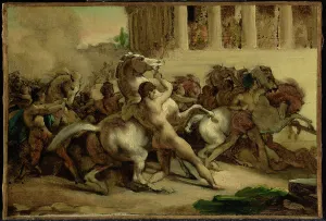 Gericault Theodore Prints: The Race of the Riderless Horses, 1817. Creator: Theodore Gericault