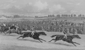 Alken Prints: The Race for the St Leger 1851 - Newminsters Year, c1851. Artist: JH Engelheart