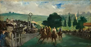 Onlookers Collection: The Races at Longchamp, 1866. Creator: Edouard Manet