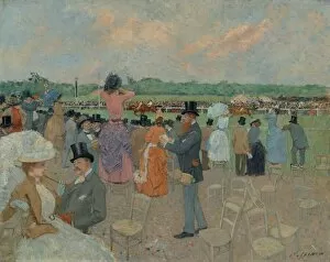 Horse Race Gallery: The Races at Longchamp, c. 1891. Creator: Jean Louis Forain