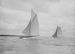 Charles Ernest Collection: The racing cutters The Lady Anne and Istria running downwind, 1912. Creator
