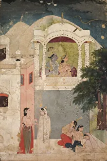 Radha and Krishna Seated on a Balcony, c. 1760. Creator: Unknown