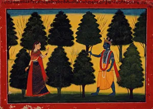 Krishna Prints: Radha Rejecting Krishna, c1760. Creator: Unknown