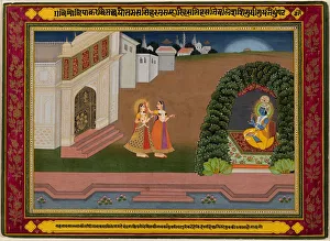 Northwestern India Prints: Radhas Confidante Brings Her to Krishna, c. 1790-1800. Creator: Unknown