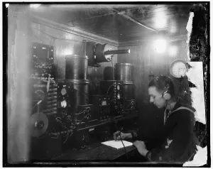 Headphones Prints: Radio, between 1910 and 1920. Creator: Harris & Ewing