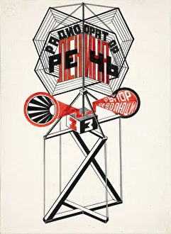 Klutsis Prints: Radio Speaker No, 4, Lenins speech, 1922