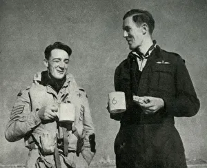 Air Force Prints: RAF personnel enjoying a cup of tea, Malta, World War II, 1942 (1944). Creator: Unknown