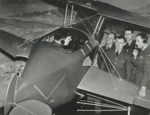 RAF personnel learning to fly in a flight simulator during the Second World War, 1941 RAF personnel learning to fly in a flight simulator during the Second World War, 1941