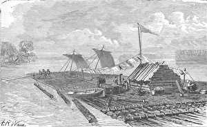 Alfred R Gallery: The Raft, 1883. Artist: Alfred Waud