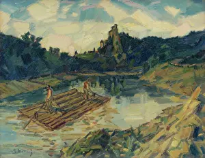 Tiller Prints: Rafters. On the River Orava, 1935-1940. Creator: Gustav Mally