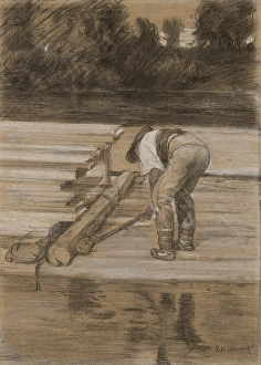 Rafter Prints: Raftsman, 1900-1905. Creator: Karol Miloslav Lehotsky
