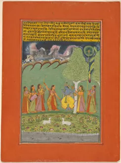 Rajasthan Collection: Rag Megh Malar, page from a Garland of Musical Ragas (Ragamala) Set, 1750 / 70