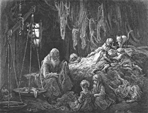 Weighing Scales Prints: The Rag Merchants Home - Coulston Street, Whitechapel, 1872. Creator: Gustave Doré