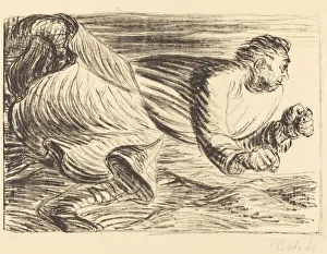 Barbarian Prints: The Raging Barbarian, c. 1916 / 1917. Creator: Ernst Barlach