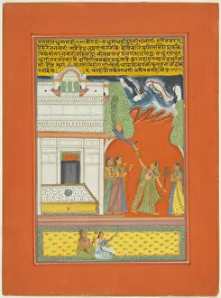 Rajasthan Collection: Ragini Madhumadhavi, Page from a Jaipur Ragamala Set, 1750 / 70. Creator: Unknown