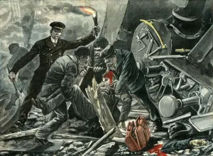 Line Prints: Rail disaster in the tunnel Pommeraye, collision of two passengers trains on