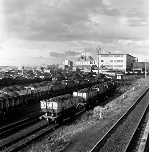 Loaded Gallery: Rail trucks loaded with coal leaving Lynemouth Colliery, Northumberland, 1963. Artist
