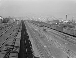 Communication Collection: Railroad, outskirts of fast growing town, Klamath Falls, Oregon, 1939. Creator: Dorothea Lange