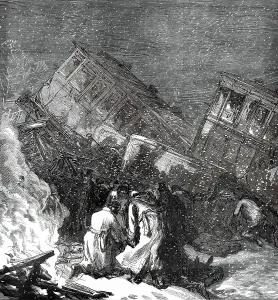 Failed Prints: The Railway Accident at Abbotts Ripton, near Huntingdon...1876. Creator: Unknown