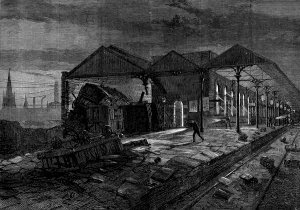 Wagons Prints: The railway accident at Wigan, 1873. Creator: Unknown