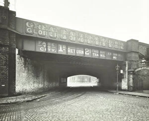 Bethnal Green Collection: Railway bridge across Globe Road, Bethnal Green, London, 1914