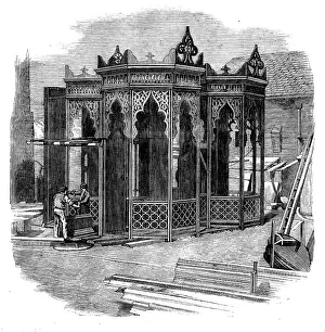 Cast Iron Prints: Railway Bridge for India: the Pier Frames, 1858. Creator: Unknown