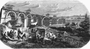 Line Prints: Railway line from Paris to Mulhouse, construction of the Nogent viaduct over