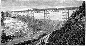 Images Dated 18th September 2012: Railway passing over the viaduct built over the Genesee River, engraving, 1877