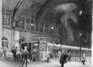 Railway station, 1951. Creator: Shirley Markham Railway station, 1951. Creator: Shirley Markham
