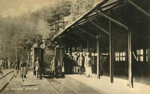 Hill Station Prints: Railway Station, c1918-c1939. Creator: Unknown