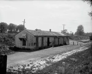 Disrepair Prints: Railway station, Grosse Ile, Mich. between 1900 and 1910. Creator: William H. Jackson