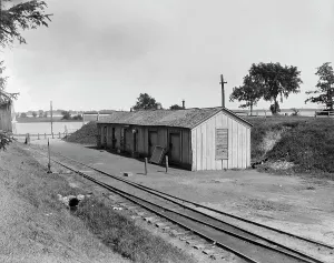 Detroit River Prints: Railway station, Grosse Ile, Mich. between 1900 and 1910. Creator: William H. Jackson