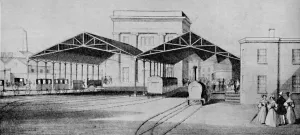 Charles Ray Prints: Railway stations in the early days were strangely primitive affairs, c1934