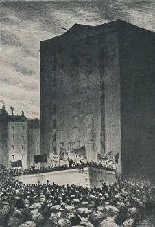 Londoners Then And Now Collection: The Railway Strike - Meeting on Tower Hill, 1919, 1920. Artist: CRW Nevinson