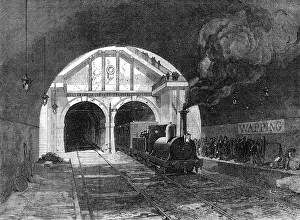 Tube Station Prints: Railway through the Thames Tunnel, 1870. Creator: Unknown