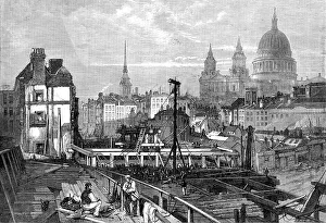 Jackson M Prints: The railway works at Blackfriars and opening towards Ludgate Hill