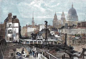 Jackson M Prints: The railway works at Blackfriars and opening towards Ludgate Hill