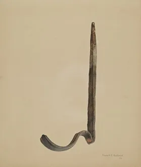 Stirrups Prints: Rain Gutter Stirrup, 1939. Creator: Harold Ballerd