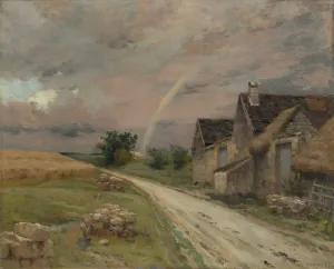 Oil On Fabric Prints: The Rainbow, Acheres la Foret, 1883. Creator: Jean-Charles Cazin (French, 1841-1901)