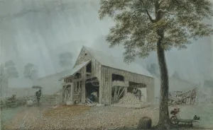 Harvey Prints: Rainstorm-Cider Mill at Redding, Connecticut, ca. 1840. Creator: George Harvey