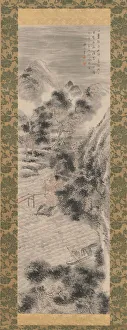 Sampan Prints: Rainstorm over a River Village, late 18th-early 19th century. Creator: Tanomura Chikuden