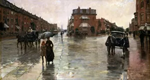Childe 1859 1935 Collection: Rainy Day, Boston, 1885. Artist: Hassam, Childe (1859-1935)