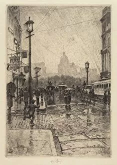 C F William Mielatz Gallery: Rainy Day, Broadway, probably 1890. Creator: Charles Frederick William Mielatz