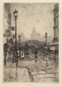 Rainy Day, Broadway, probably 1890. Creator: Charles Frederick William Mielatz Rainy Day, Broadway, probably 1890. Creator: Charles Frederick William Mielatz