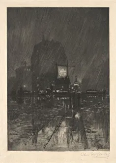 Centre Gallery: A Rainy Night, Madison Square, 1890. Creator: Charles Frederick William Mielatz