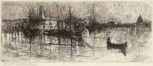 Gondolas Prints: Rainy Night in Venice, 1880. Creator: Otto Henry Bacher