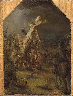 Rembrandt Van Rhijn 1606 1669 Prints: The Raising of the Cross, ca 1633-1645. Creator: Rembrandt van Rhijn (1606-1669)