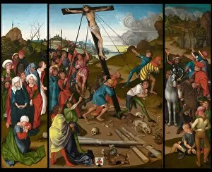 Weeping Gallery: The Raising of the Cross [center, left, and right panels], c. 1480 / 1490